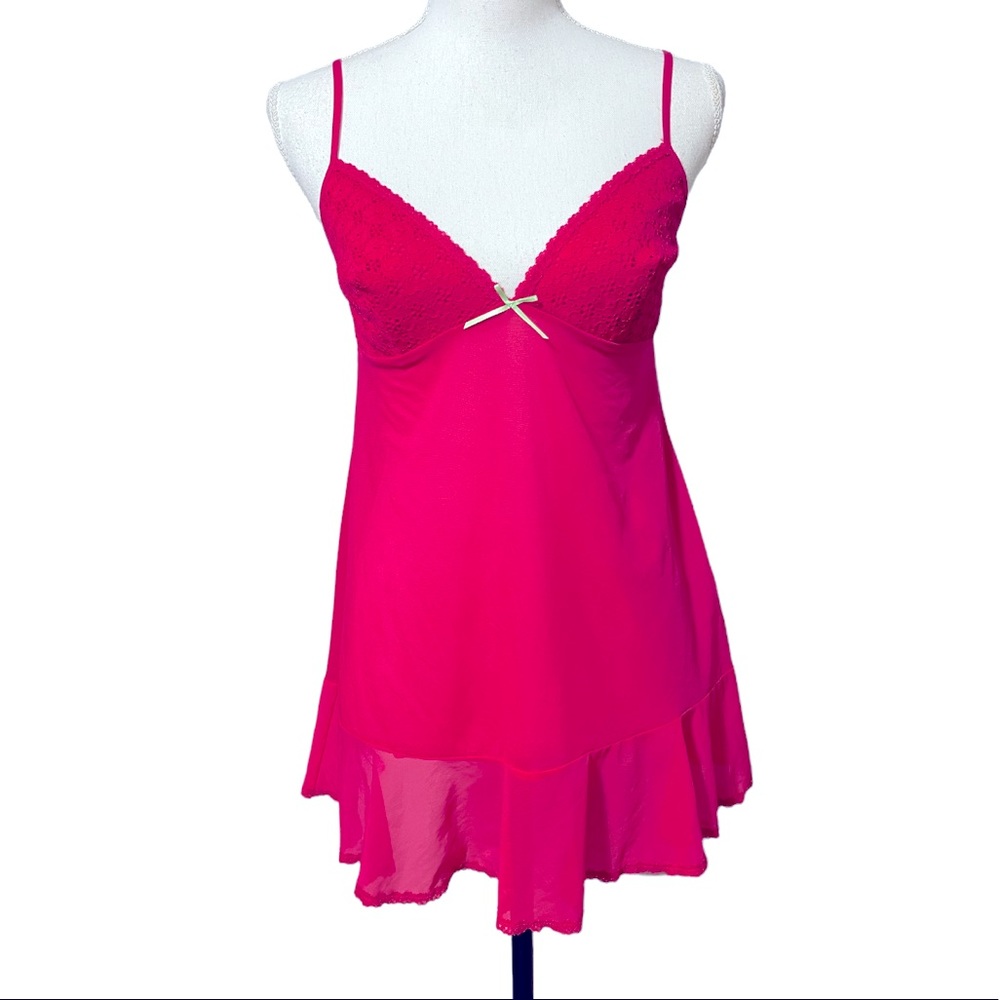 Bright hot pink Victorias Secret Angels sexy chemise